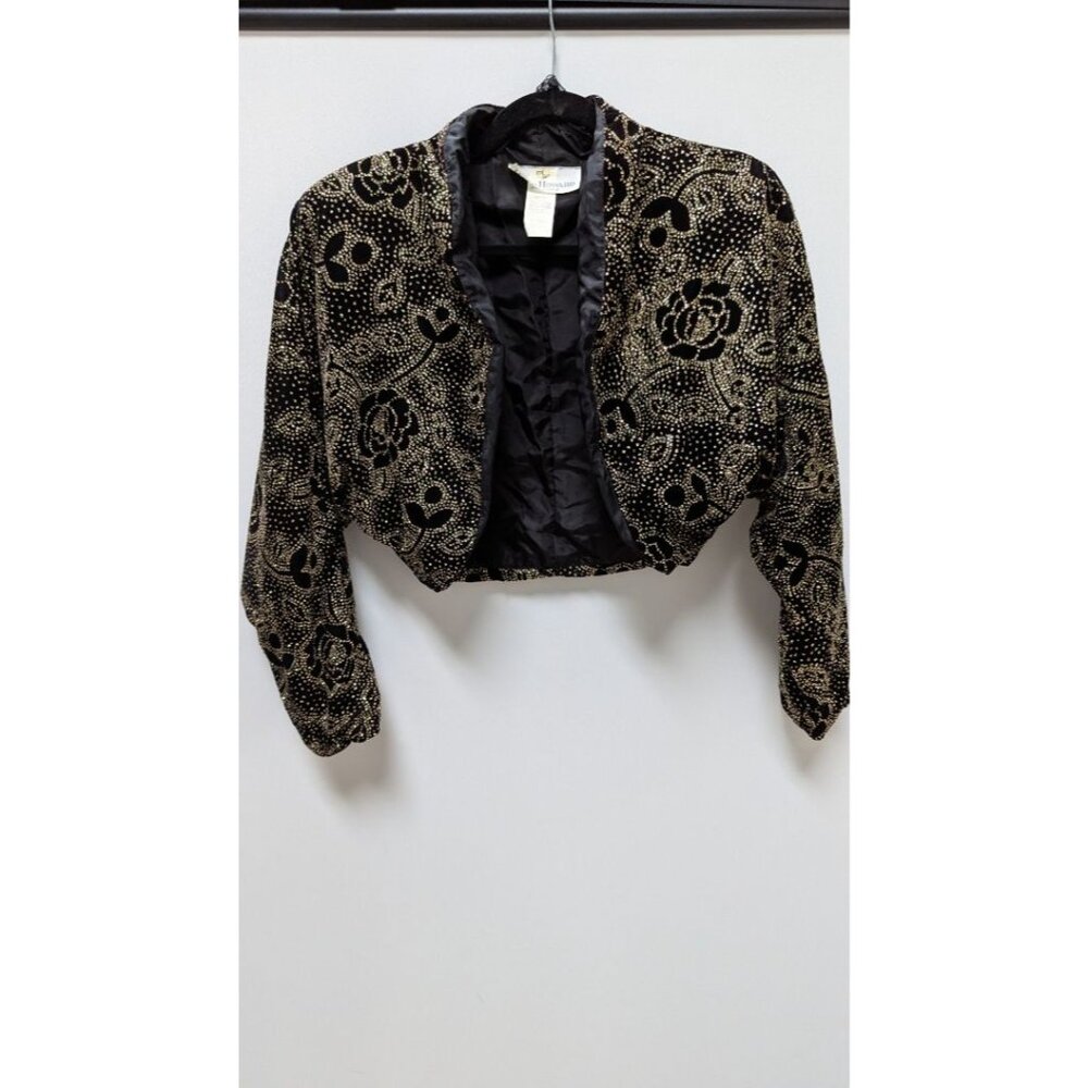 David Howard Black/Gold Rose Sequin Jacket
